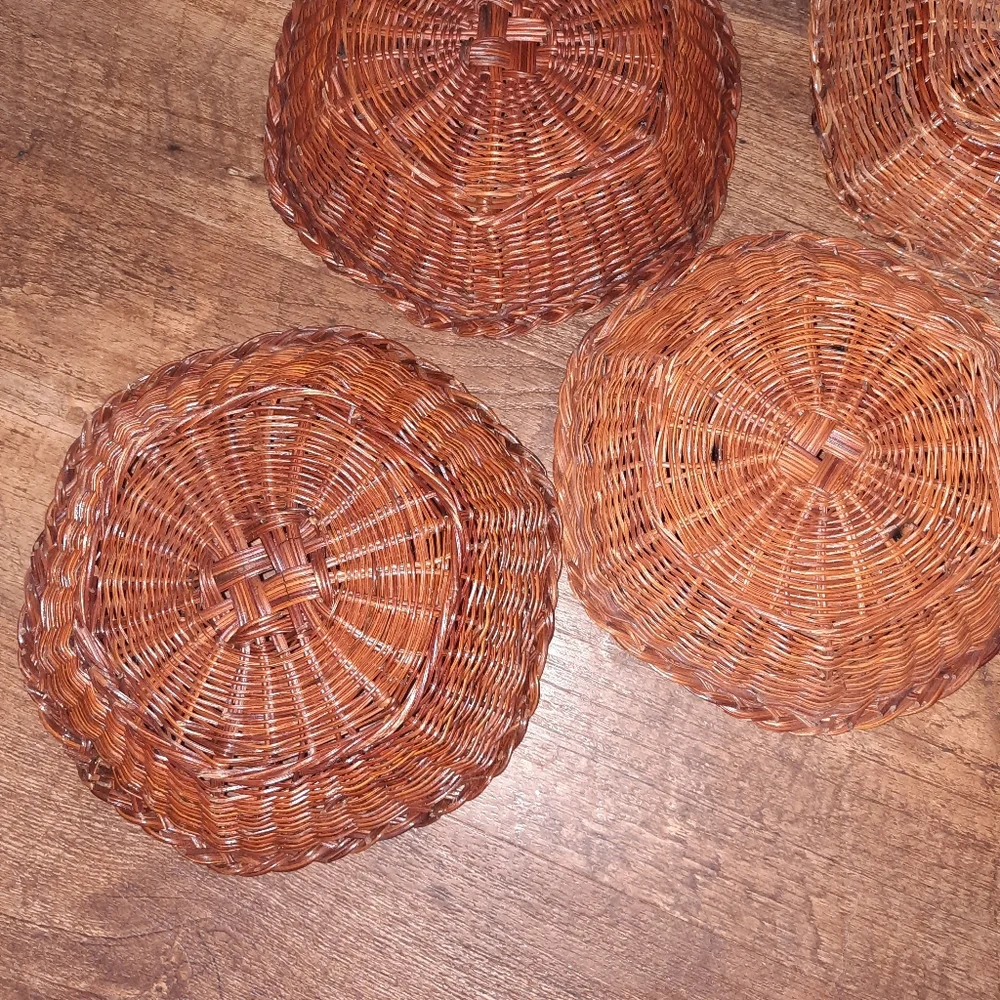 Woven Rattan Wall Basket Set - Brown